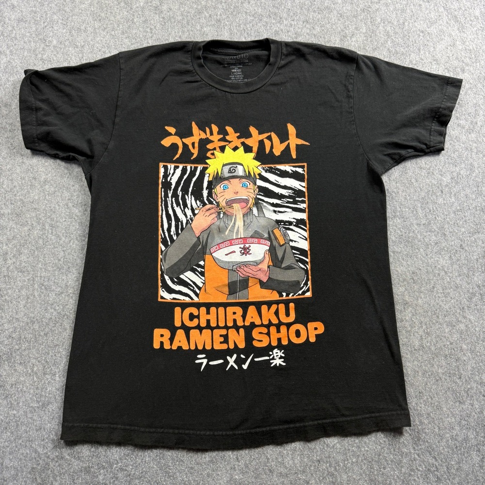 Naruto Shippuden Ichiraku Ramen Shop Graphic T-Shirt Mens Large Black Anime Tee